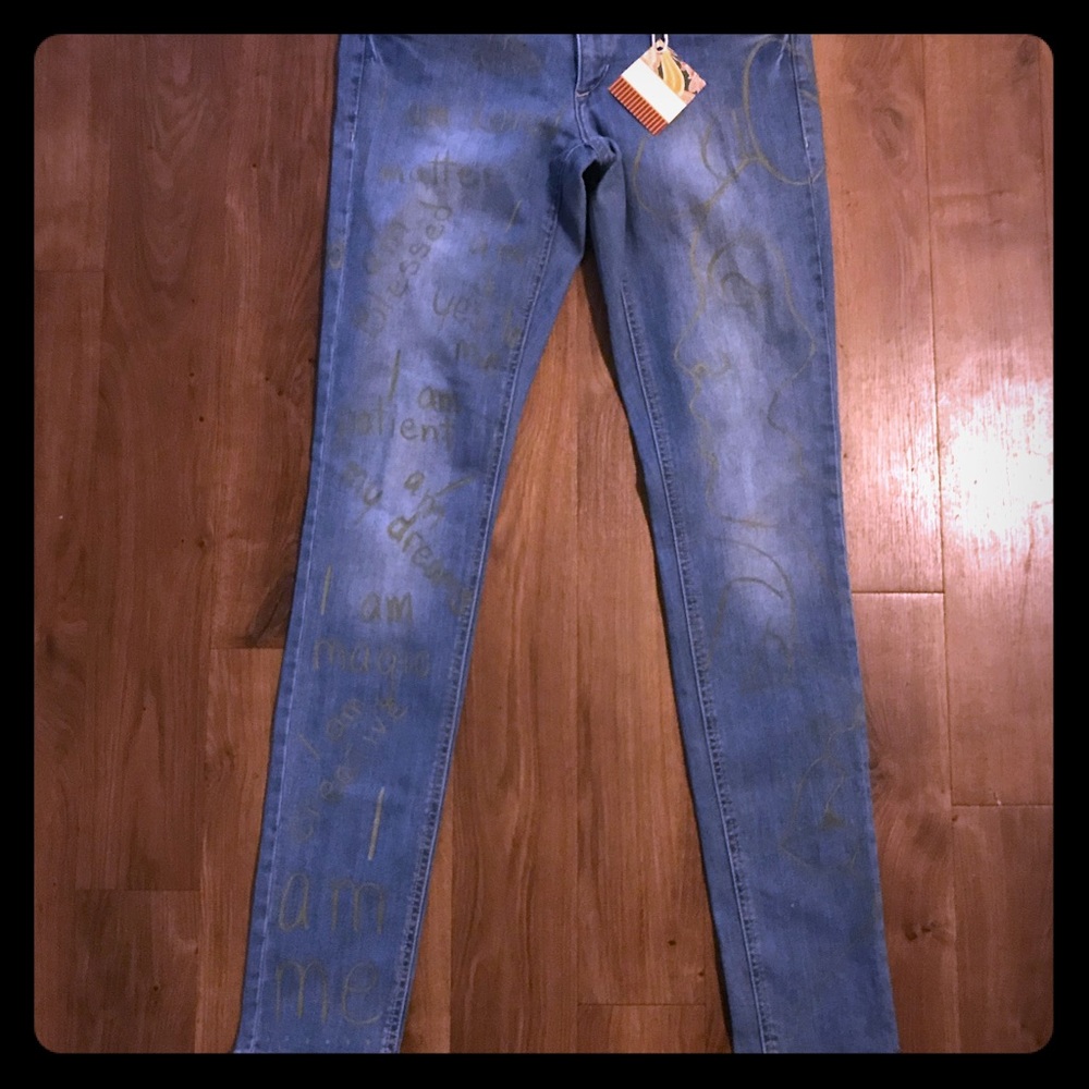 Hand painted stretch jeans